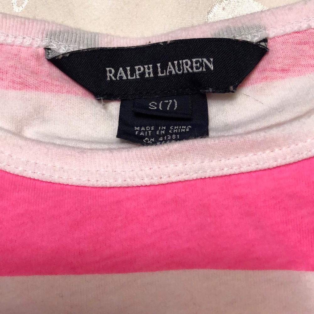 Ralph Lauren pink stripe shirt for girl 7(S) - Picture 4 of 7